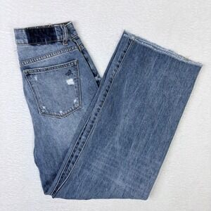 DL1961 Hepburn High Rise Wide Leg Crop Jeans Medium Wash Size 24 Distressed